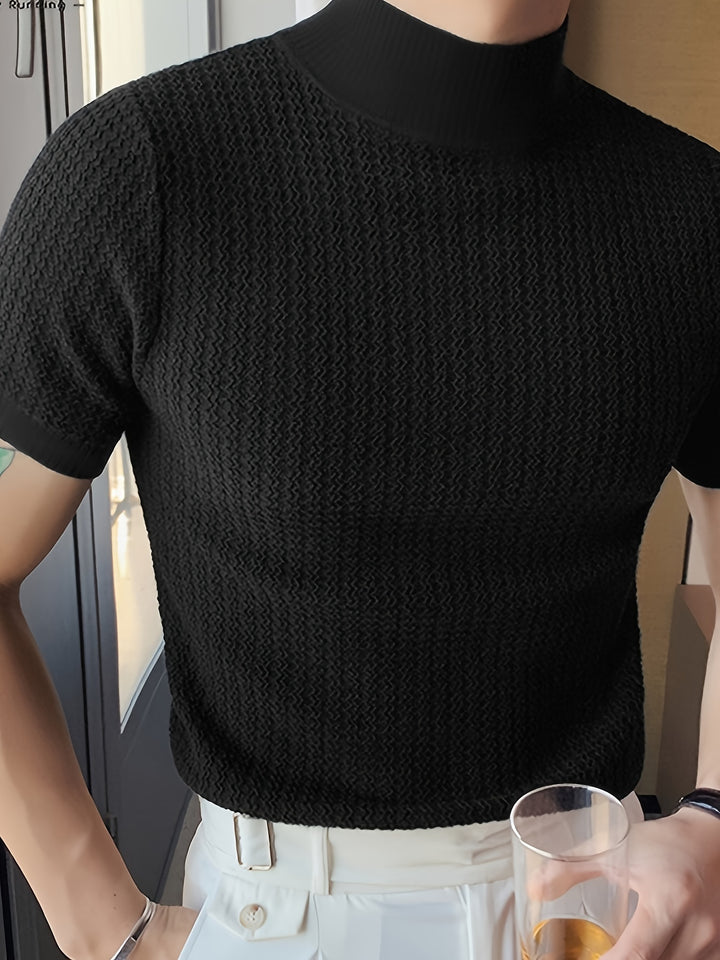 Kevin | Men's Ribbed Knit Mock Neck T-Shirt