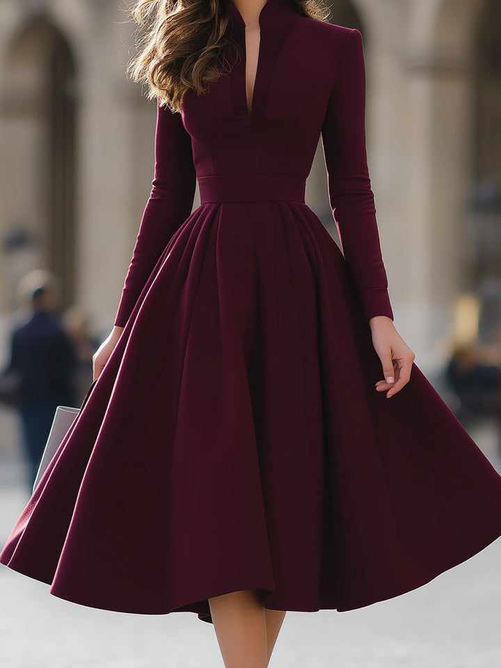 Georgia | Elegant Stand-Collar Midi Dress