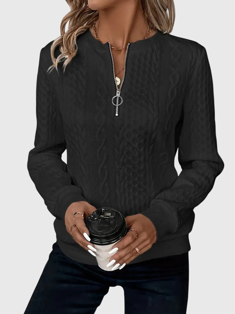 Romy | Textured Zip-Neck Sweater