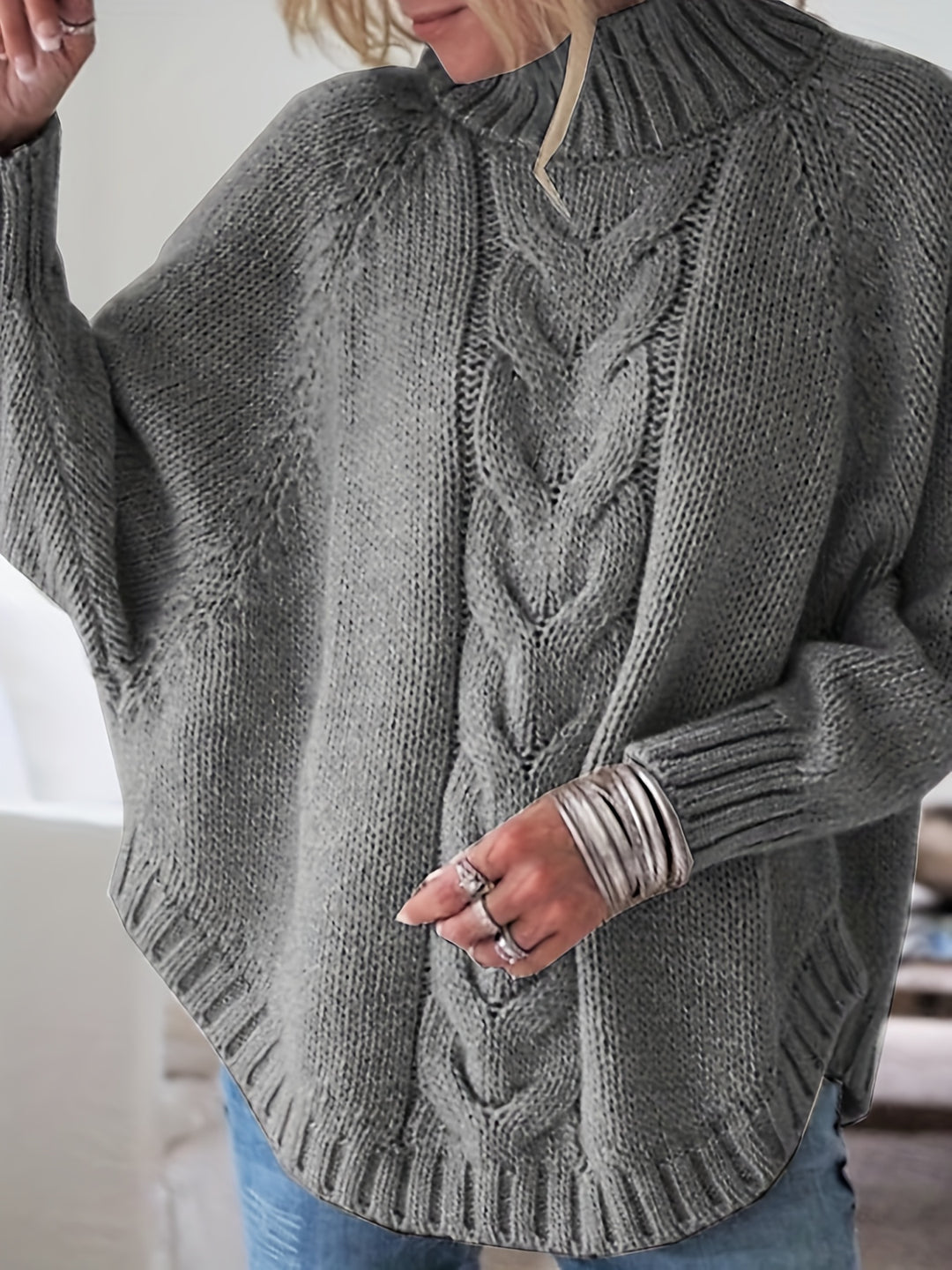 Carolyn | Cable-Knit High-Neck Sweater
