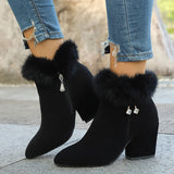 Katrina | Plush-Trimmed Heeled Ankle Boots