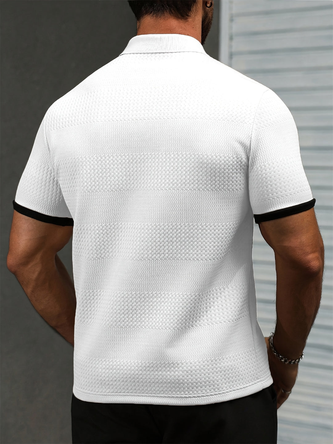 Brennan | Men's Textured Knit Short Sleeve Polo Shirt