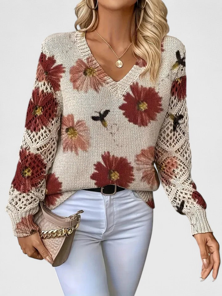 Nell | Floral V-Neck Sweater