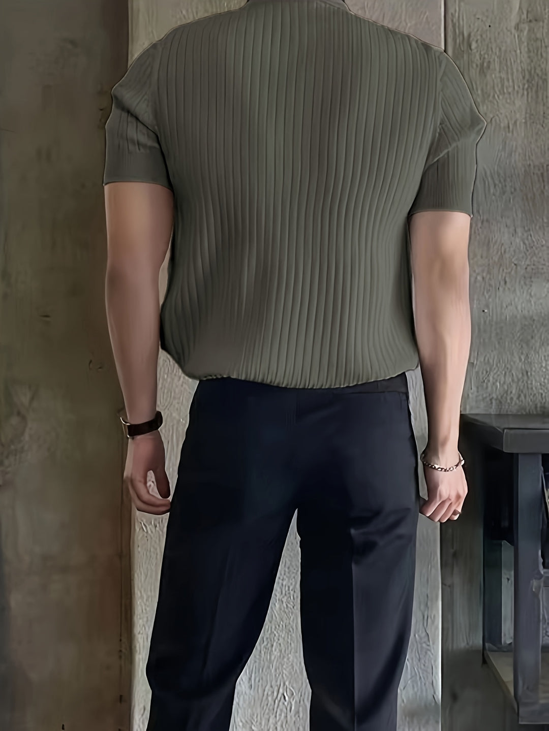Lorenzo | Men's Ribbed Knit Open-Collar Polo