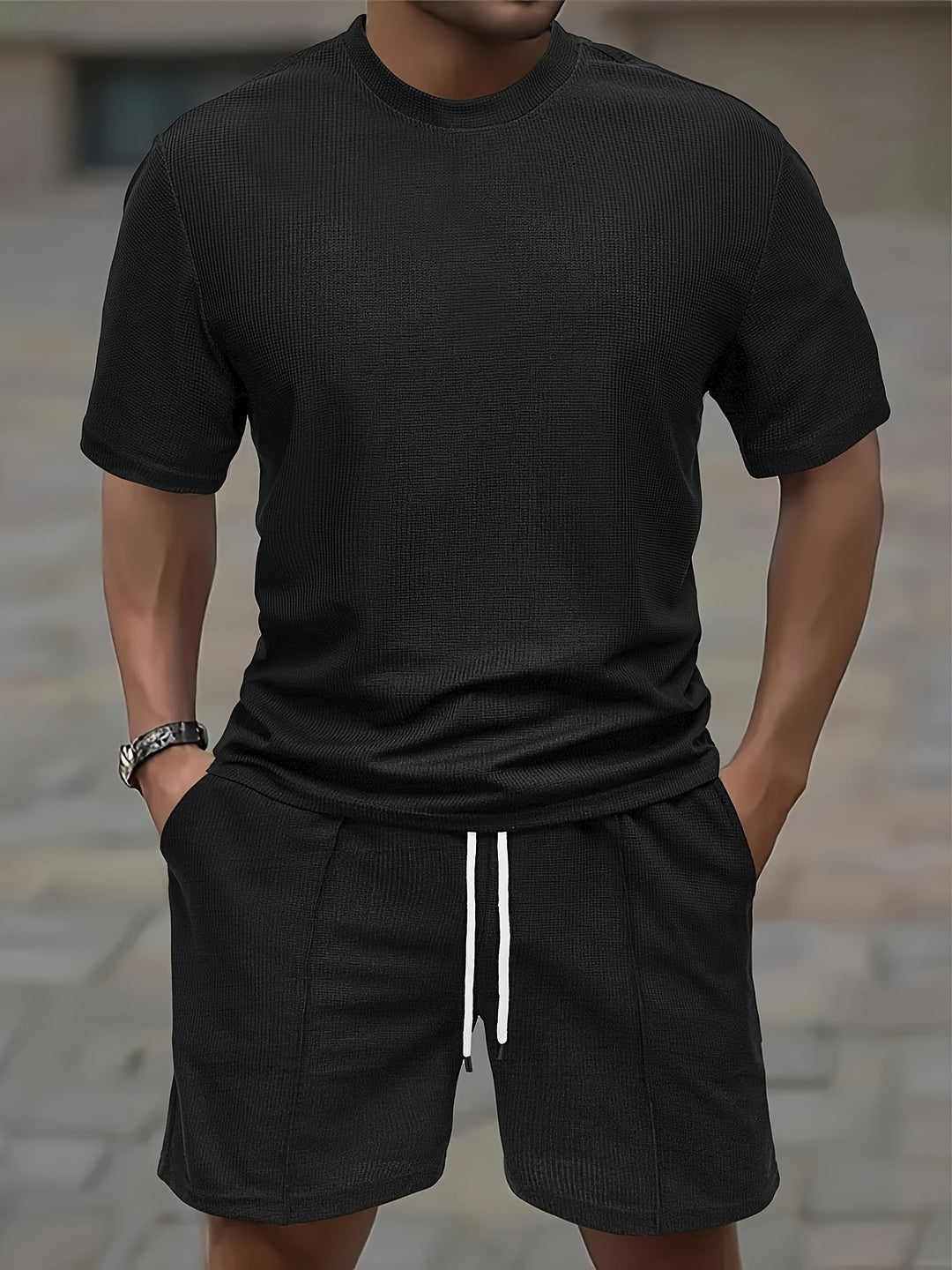 Hollis | Men's Waffle Knit Tee & Shorts Set