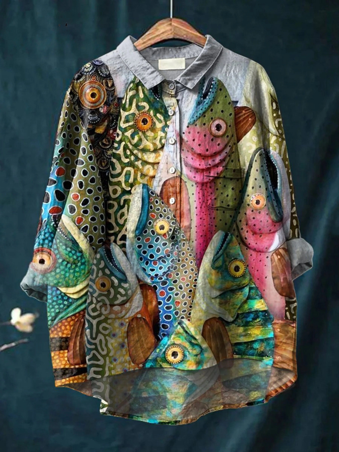 Minerva | Artful Print Button-Up Shirt