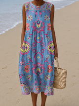 Florence | Sleeveless Printed Midi Dress