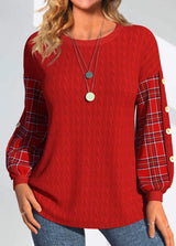 Sophie | Cable-Textured Sweater with Checked Sleeves