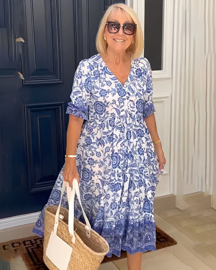 Maeve | Graceful V-Neck Floral Dress
