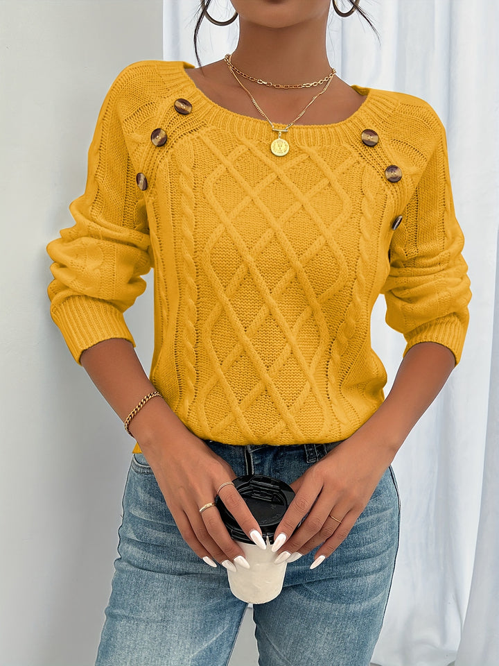 Genevieve | Cable-Textured Button Sweater