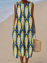 Coastal Breeze | Sleeveless Printed Midi Dress