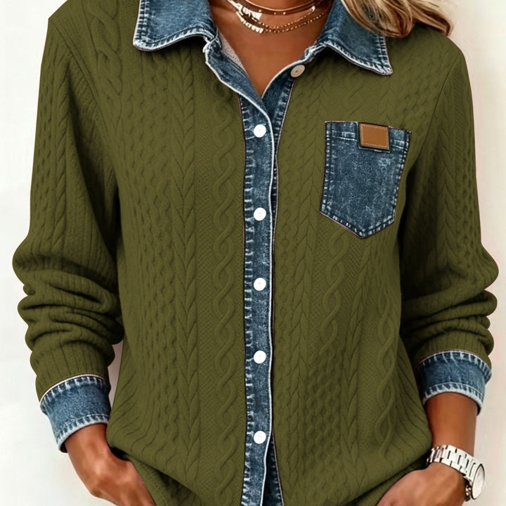 Sybil | Textured Contrast-Trim Shirt