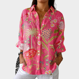 Coral Botanical Sketch Blouse