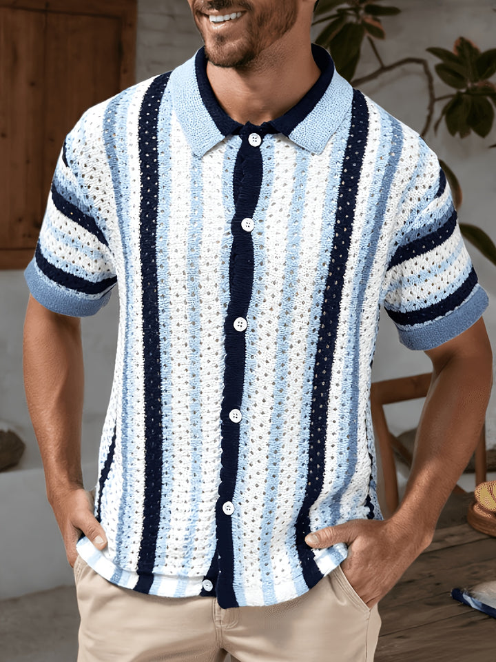 Lido | Men's Striped Knit Short Sleeve Polo