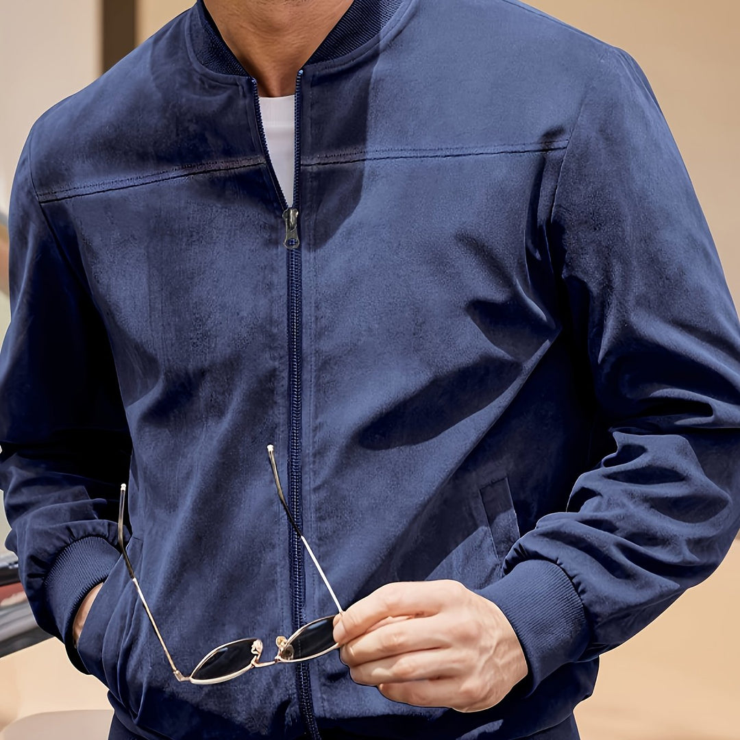 Flint | Men's Zip-Up Bomber Jacket with Stand Collar