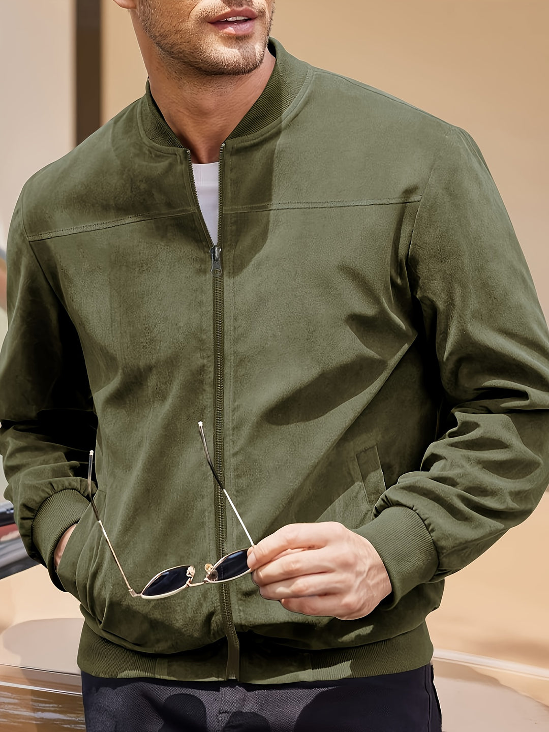 Flint | Men's Zip-Up Bomber Jacket with Stand Collar