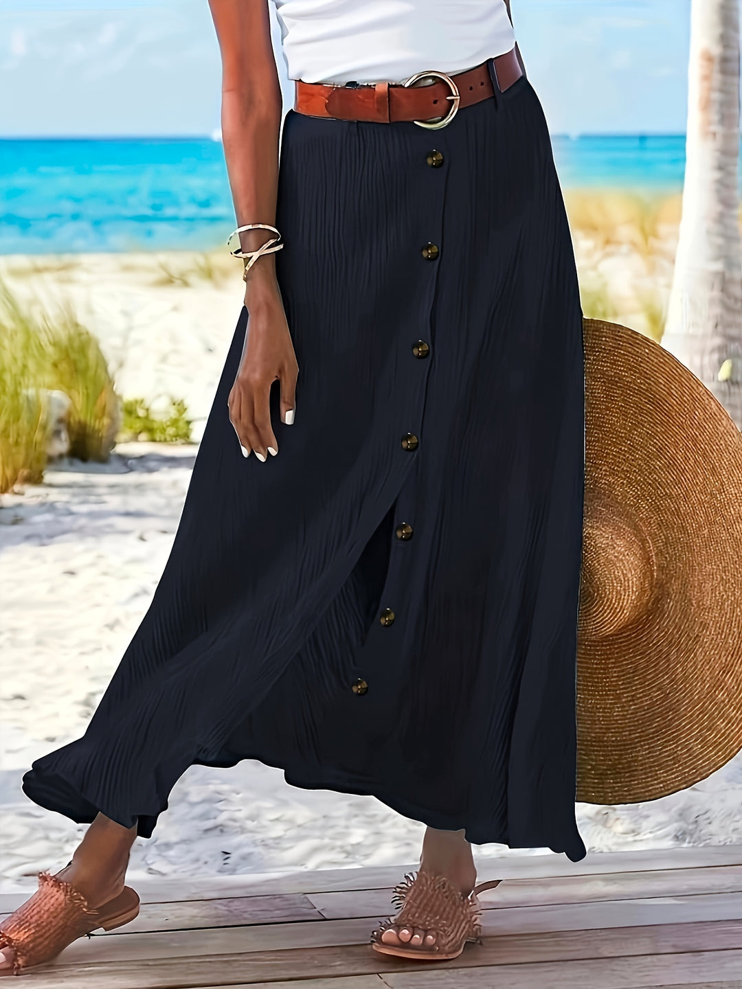 Diane | Button-Front A-Line Maxi Skirt