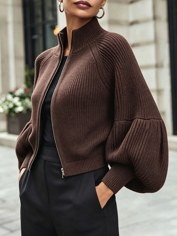 Margery | Sculpted Zip-Up Cardigan