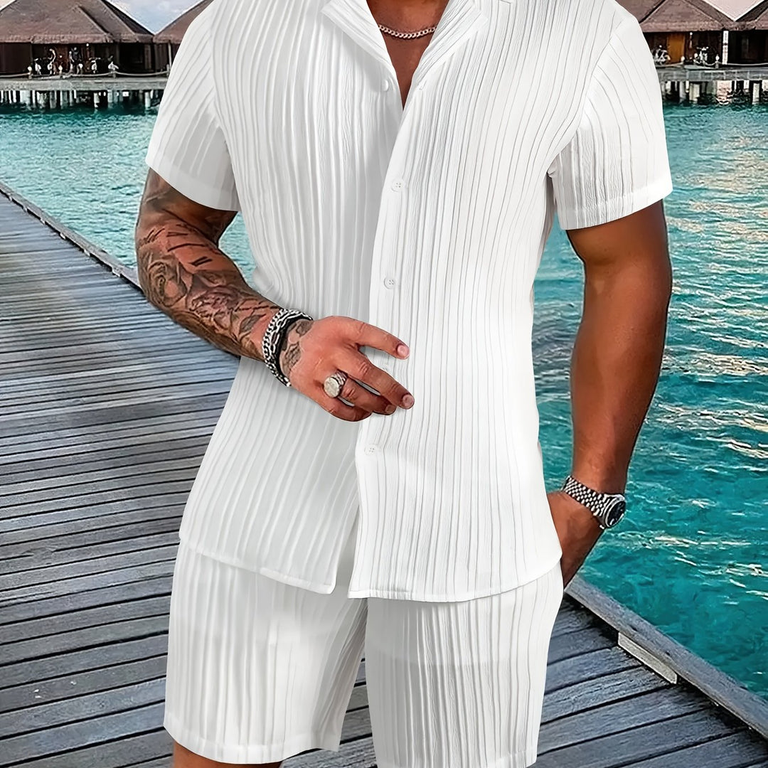 Cayo | Men's Woven Two-Piece Camp Collar Set