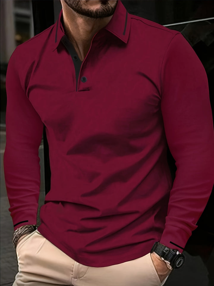 Maxwell | Men's Long Sleeve Contrast-Trim Polo