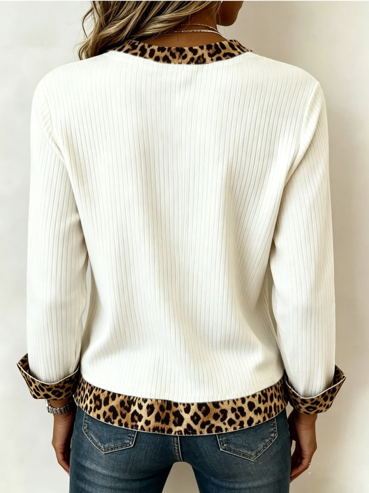 Elodie | Animal-Trim V-Neck Top