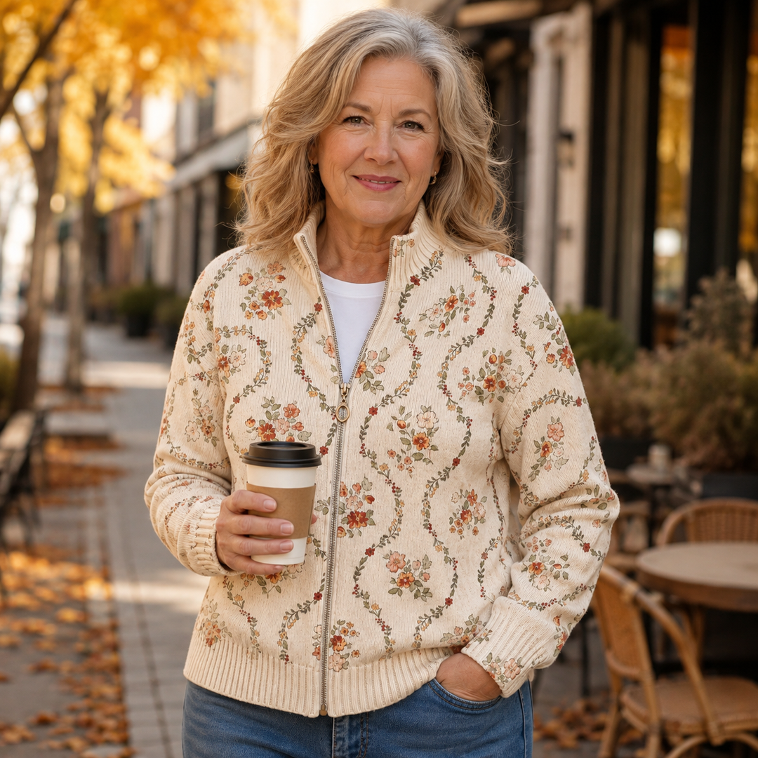 Ainsley | Floral Stand-Collar Zip Jacket