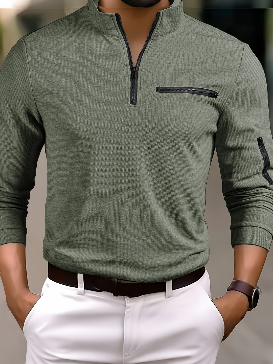 Harvey | Men's Textured Waffle Quarter-Zip Pullover