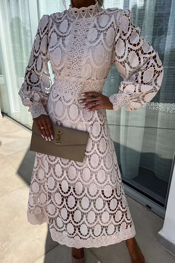 Vera | Elegant High-Neck Midi Dress
