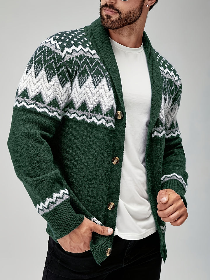 Silas | Nordic-Pattern Shawl Cardigan