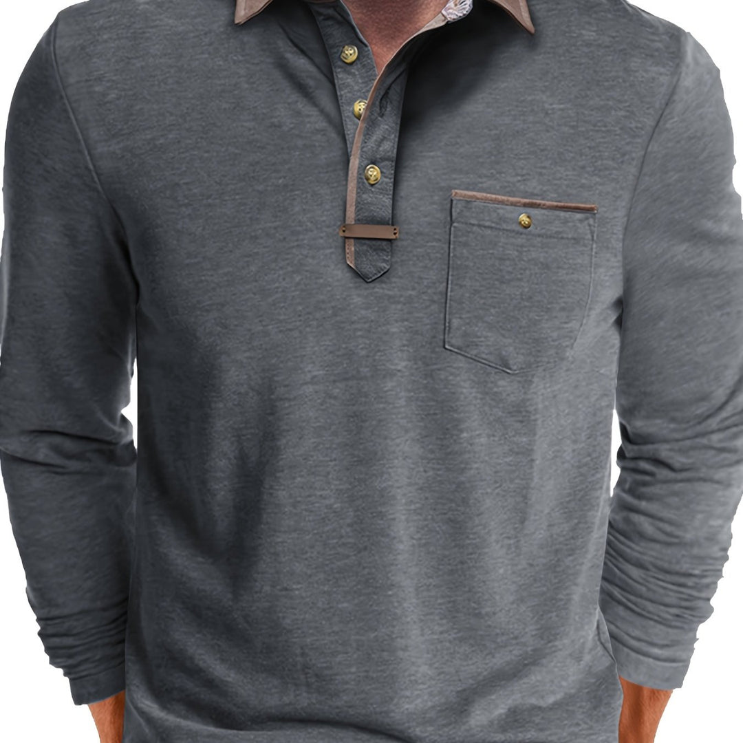 Joel | Men's Contrast Collar Long Sleeve Polo