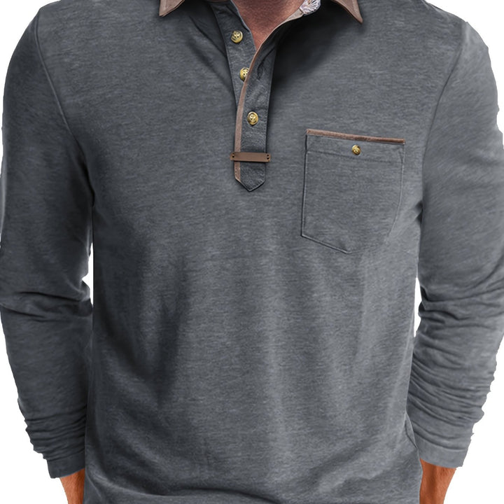 Joel | Men's Contrast Collar Long Sleeve Polo