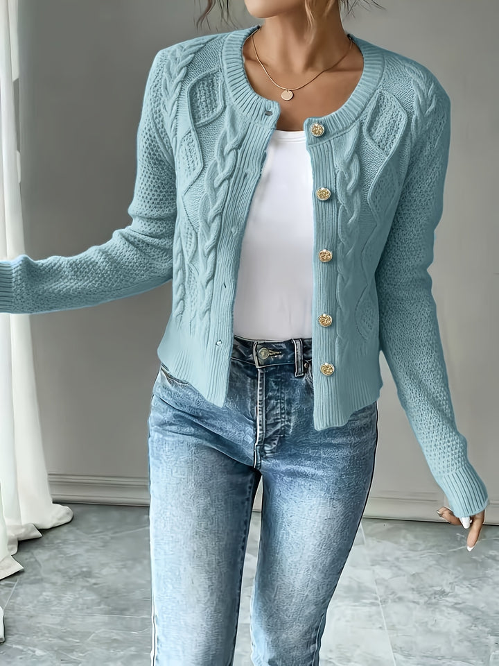 Eleanor | Cable-Knit Button-Front Cardigan