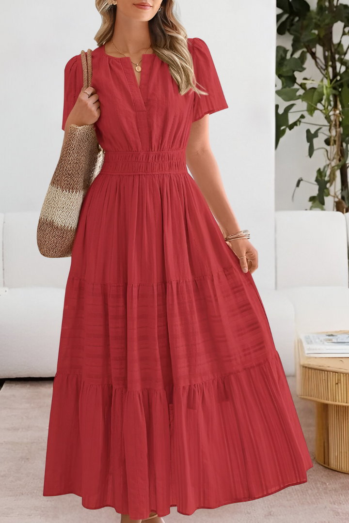 Harper | Tiered Flutter-Sleeve Maxi Dress