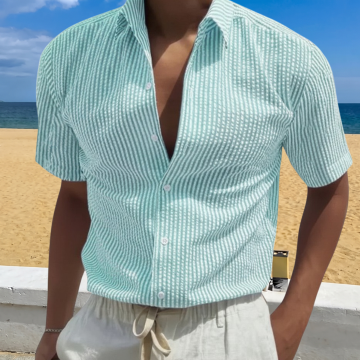 Dean | Men's Textured Stripe Short Sleeve Summer Shirt