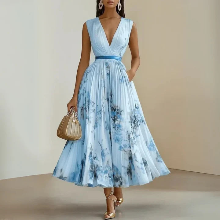 Genevra | Pleated Floral Maxi Dress