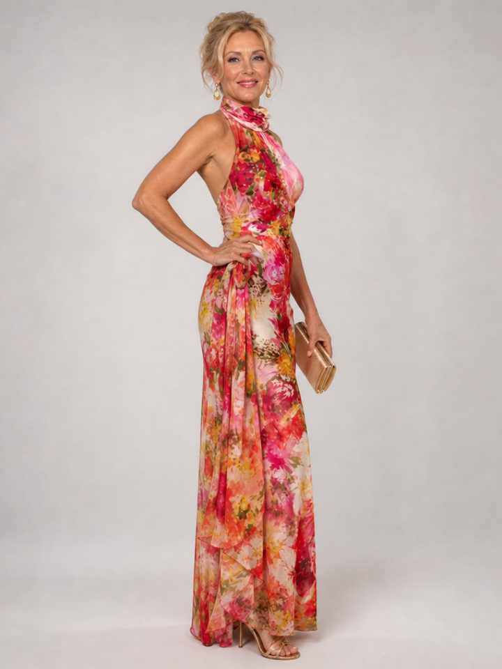Vanessa | Halter Neck Floral Maxi Dress
