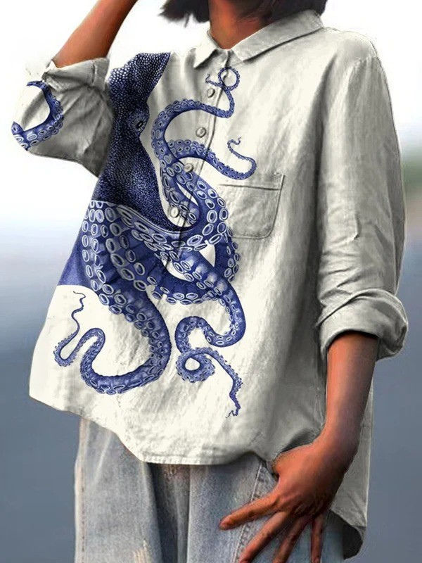 Nerissa | Ocean Art Print Casual Shirt