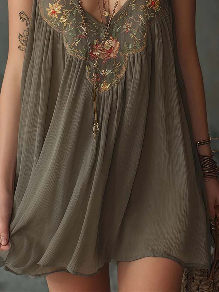 Faustine | Embroidered Floral Mini Dress