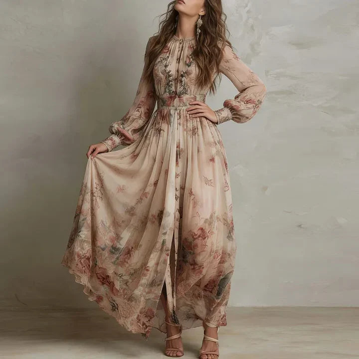 Matilda | Vintage Floral High-Waist Maxi Dress