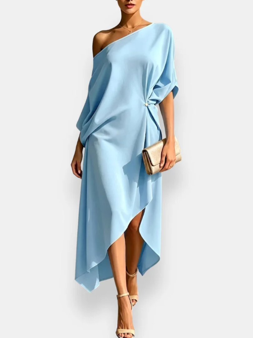 Vivien | Asymmetrical Draped Midi Dress