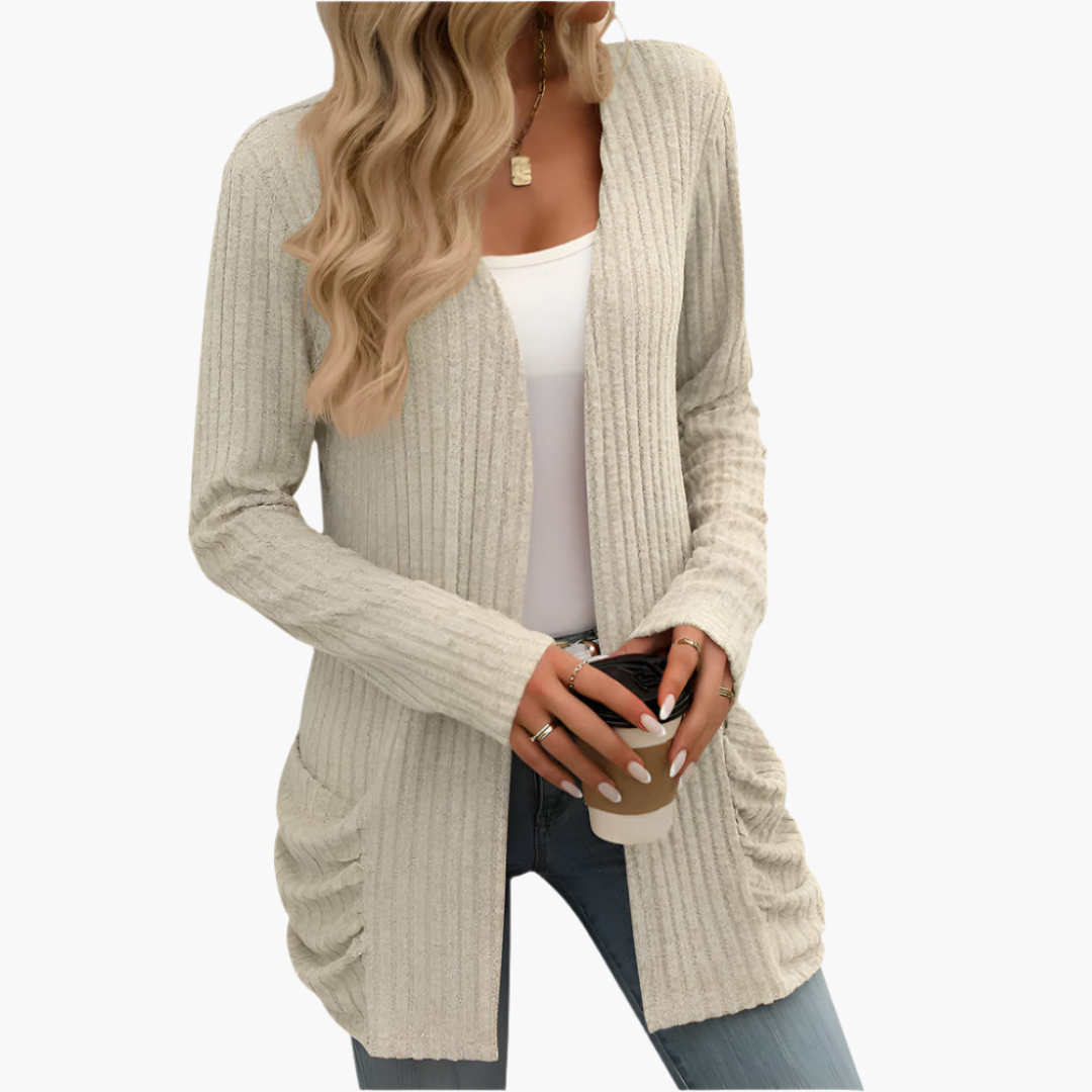 Helen | Ribbed Open-Front Cardigan