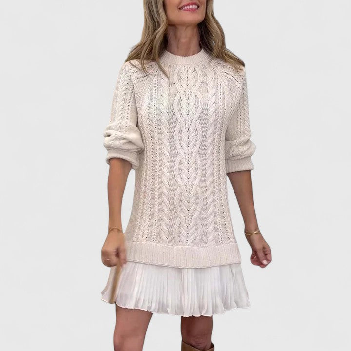 Verity | Cable-Knit Layered Sweater Dress