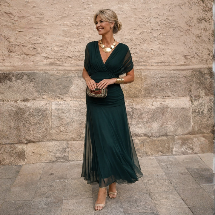 Annette | Draped V-Neck Maxi Dress