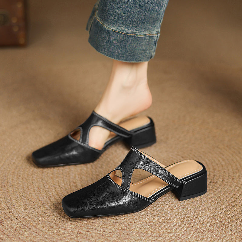 Brielle | Square-Toe Heeled Mules