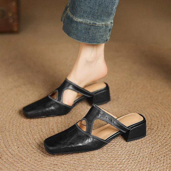 Brielle | Square-Toe Heeled Mules