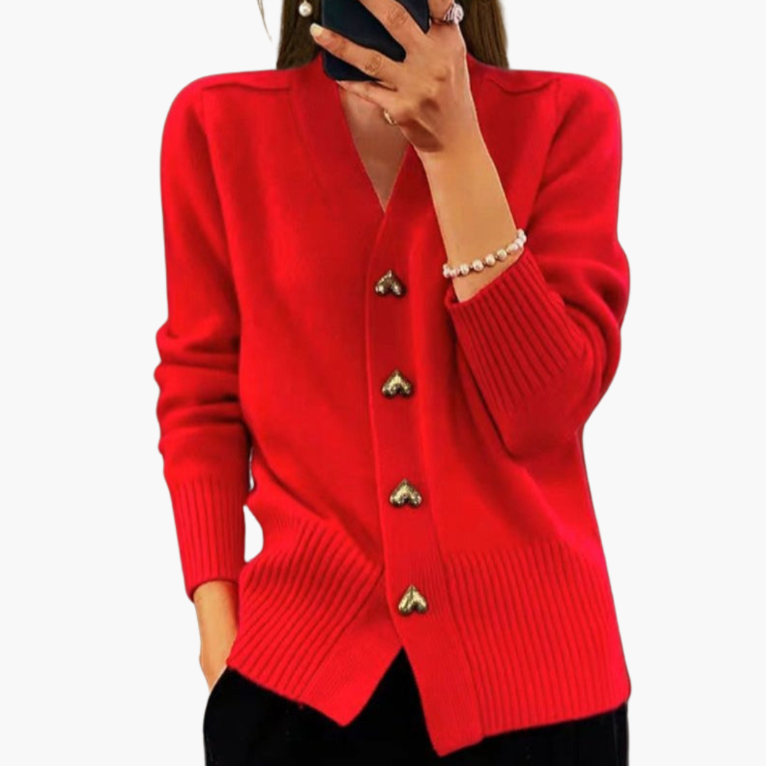 Miriam | Refined Heart-Button Cardigan