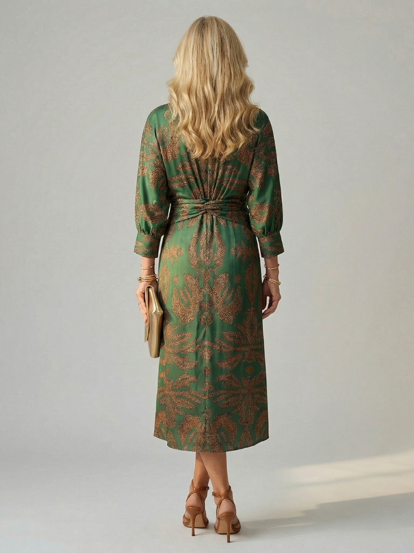 Corinna | Twist-Front Wrap Midi Dress