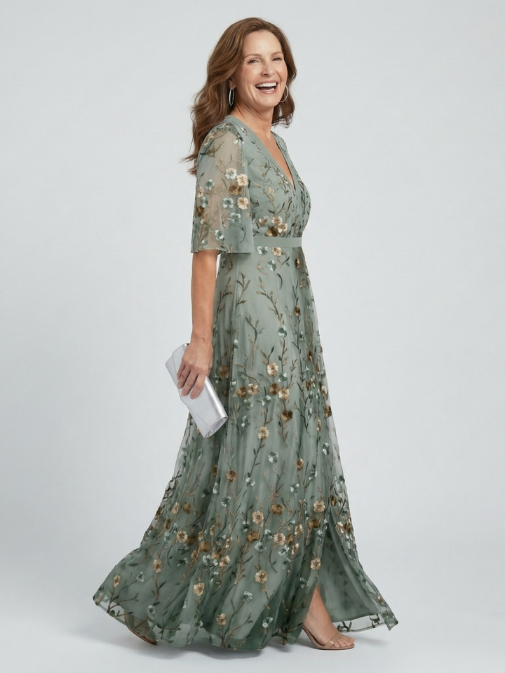 Amara | Floral V-Neck Maxi Dress