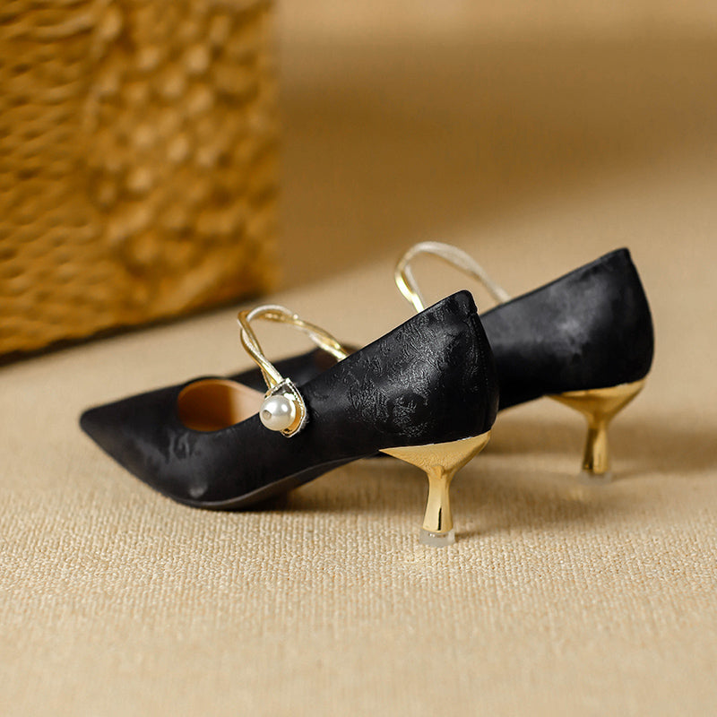 Eugenie | Pointed-Toe Pearl Heels