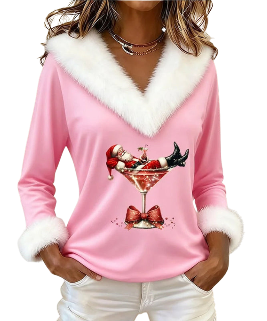 Holly | Festive V-Neck Holiday Top
